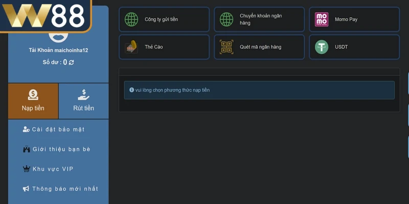 Cách xem lịch sử nạp rút tiền W88 chi tiết, chính xác